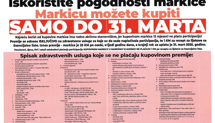 ZAVOD ZDRAVSTVENOG OSIGURANJA ZDK POČEO PRODAJU GODIŠNJE PREMIJE OSIGURANJA PO CIJENI OD 25 KM