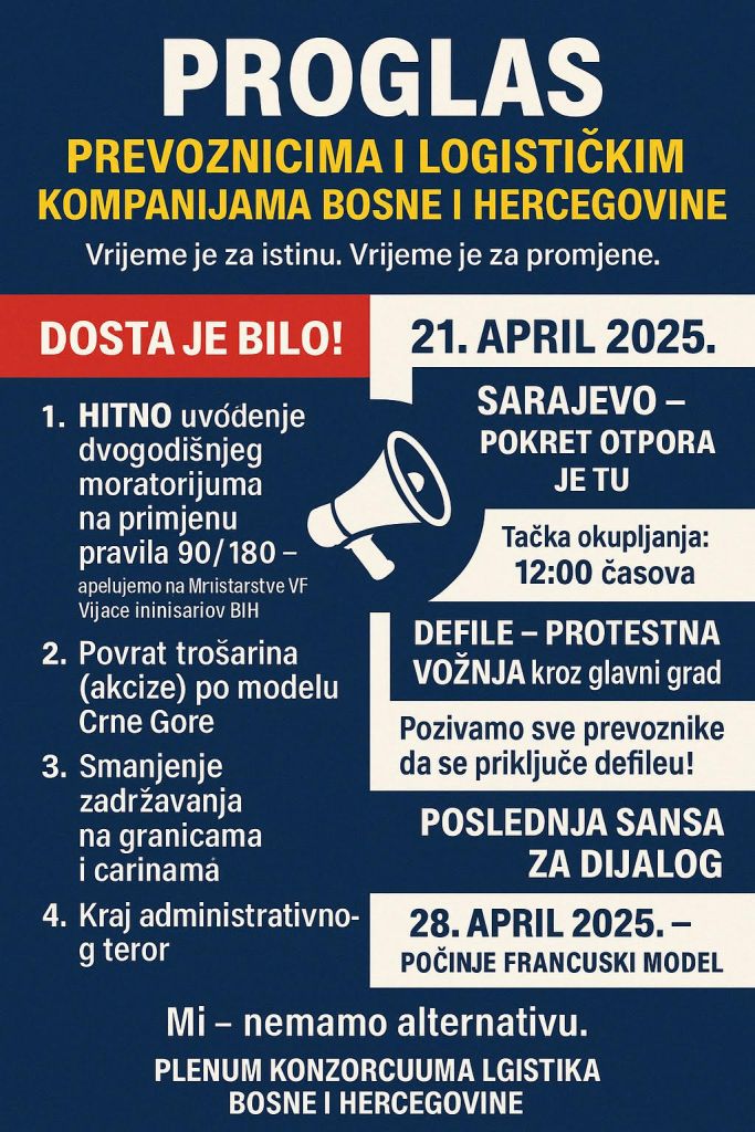 SLIJEDI TOTALNA BLOKADA DRŽAVE?! - MINISTAR FORTO U PANICI POZVAO PRIJEVOZNIKE U SARAJEVO!