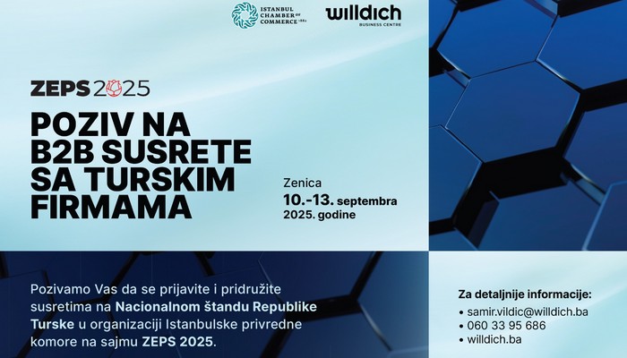 ZEPS 2025: POZIV NA B2B SUSRETA SA FIRMAMA IZ REPUBLIKE TURSKE