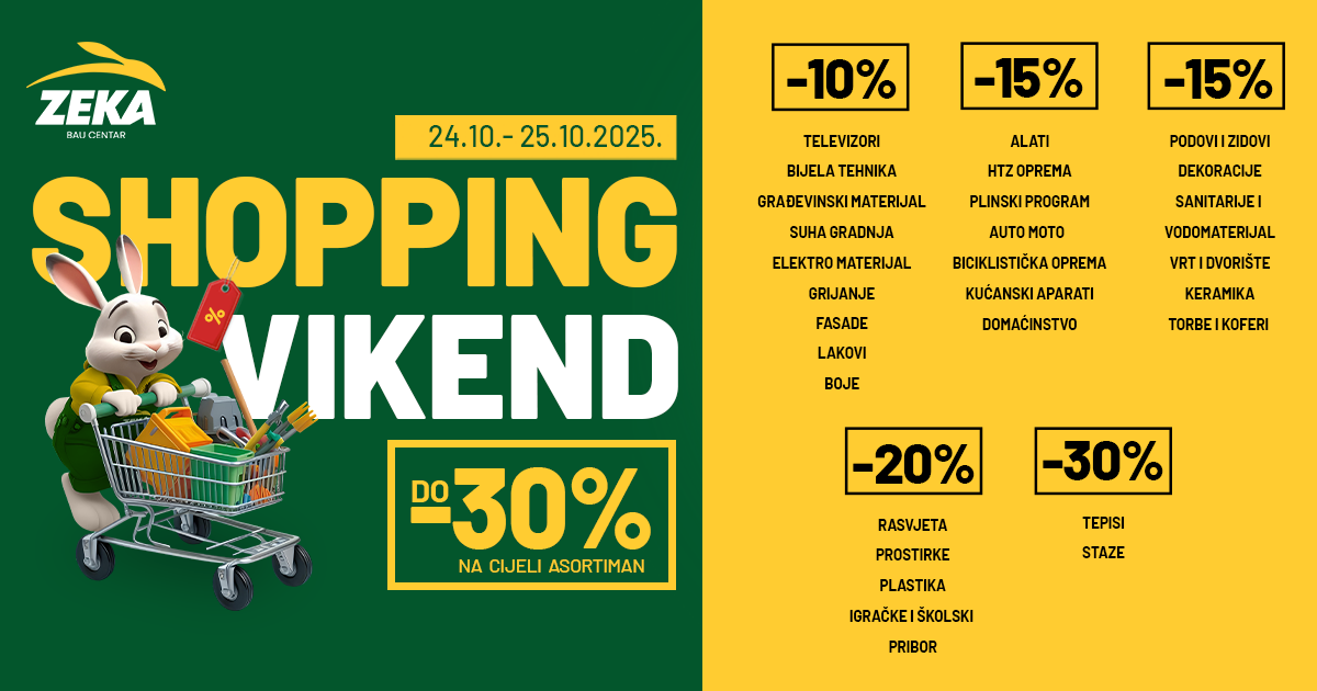 Shopping vikend sa popustom do 30% u Zeka baucentrima
