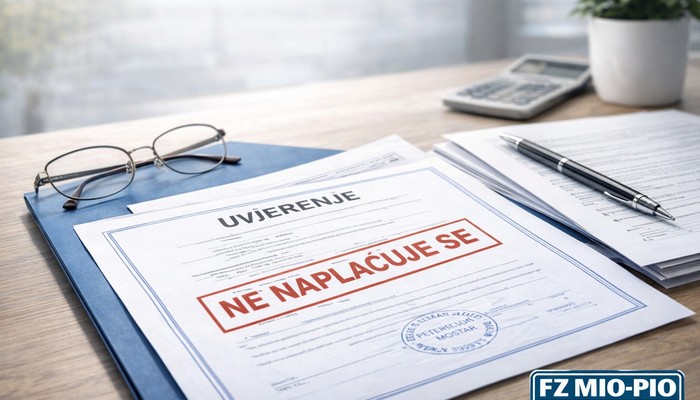FEDERALNI PIO/MIO UKIDA PLAĆANJE NAKNADE ZA IZDAVANJE UVJERENJA/POTVRDE IZ MATIČNE EVIDENCIJE