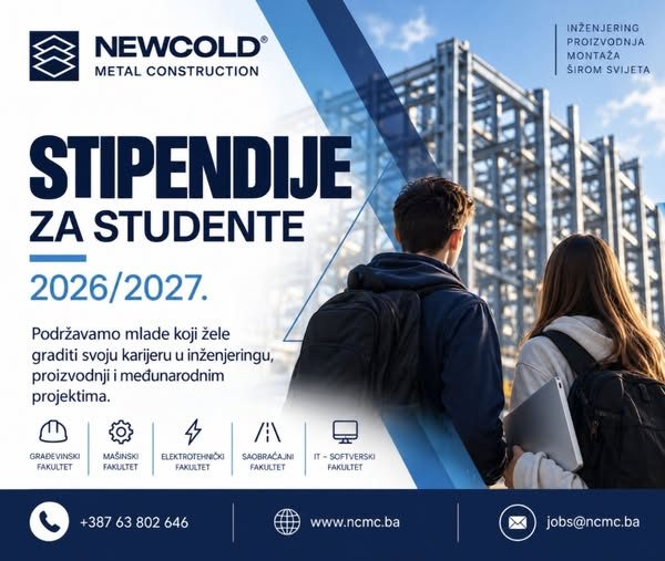 Javni poziv za dodjelu stipendija redovnim studentima prvog (I) i drugog (II) ciklusa studija za akademsku 2026/2027. godinu