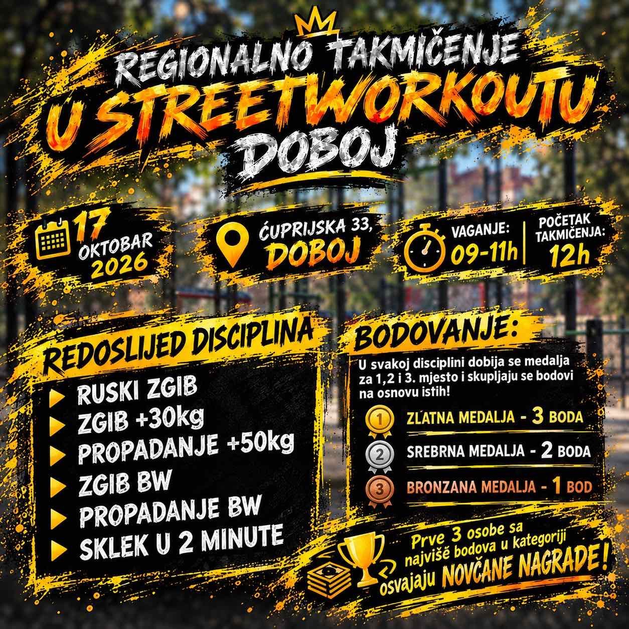 Doboj domaćin Regionalnog takmičenja u street workoutu: Sport, snaga i humanost na jednom mjestu